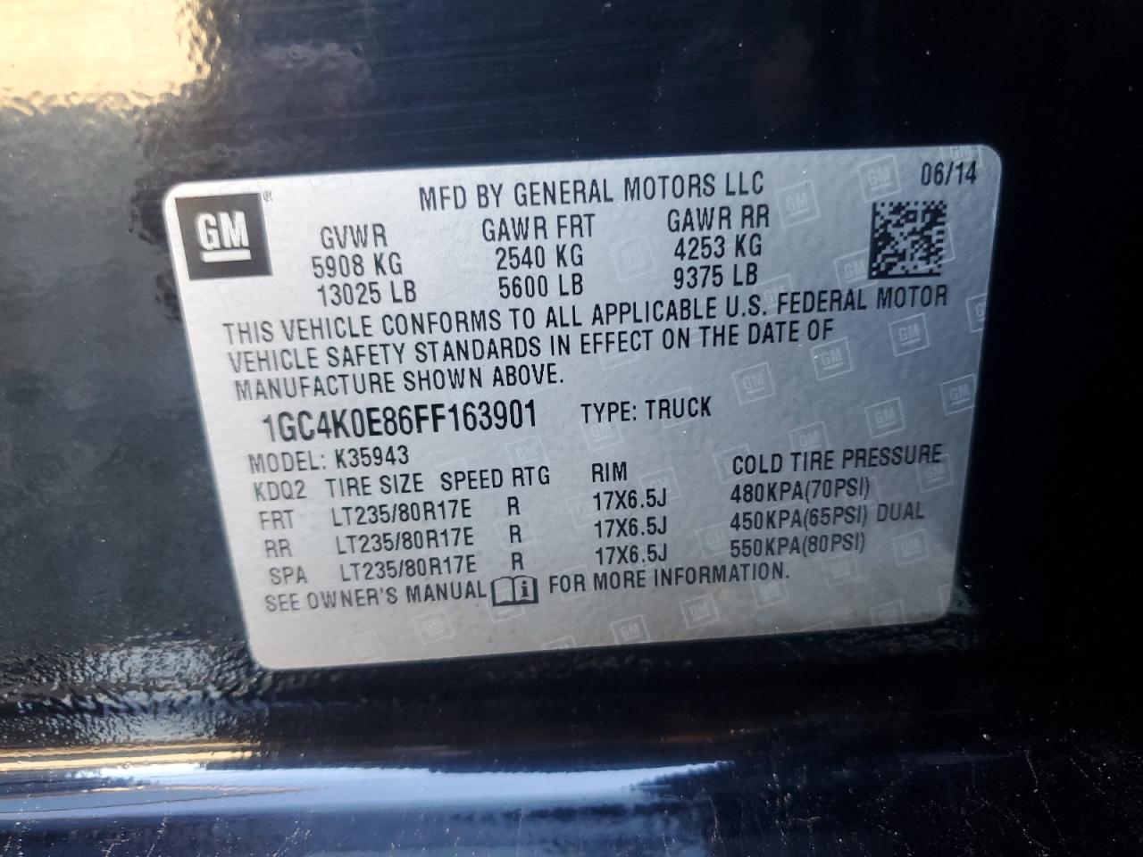 2015 Chevrolet Silverado K3500 Ltz VIN: 1GC4K0E86FF163901 Lot: 87117915
