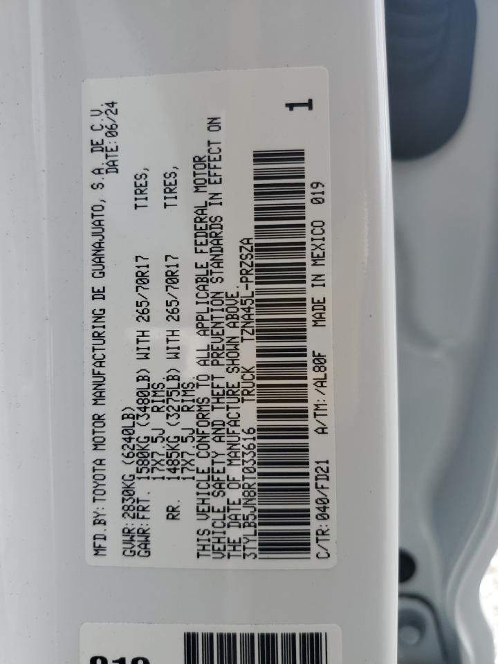 2024 Toyota Tacoma Double Cab VIN: 3TYLB5JN8RT033616 Lot: 84987555