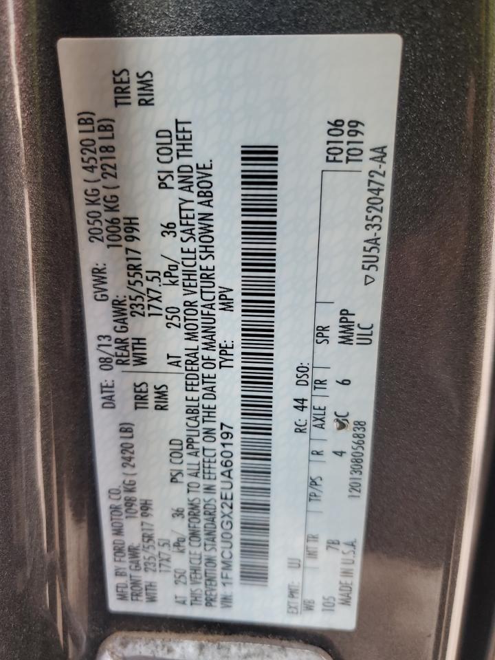 2014 Ford Escape Se VIN: 1FMCU0GX2EUA60197 Lot: 85413425