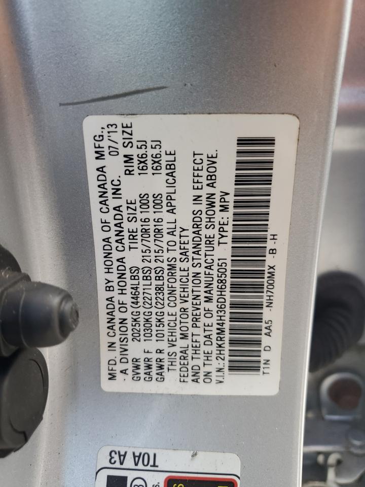 2013 Honda Cr-V Lx VIN: 2HKRM4H36DH685051 Lot: 84626375