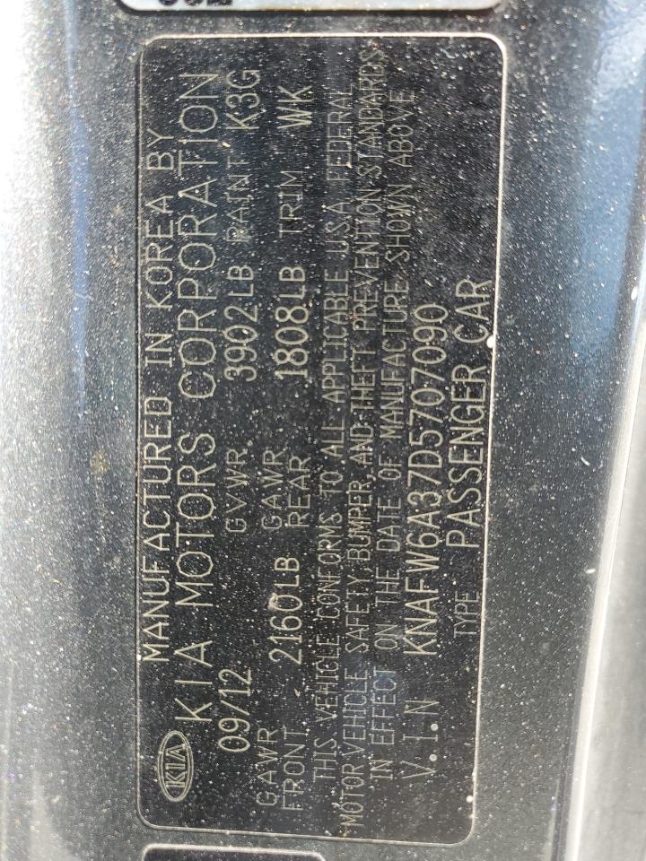 2013 Kia Forte Sx VIN: KNAFW6A37D5707090 Lot: 86714575