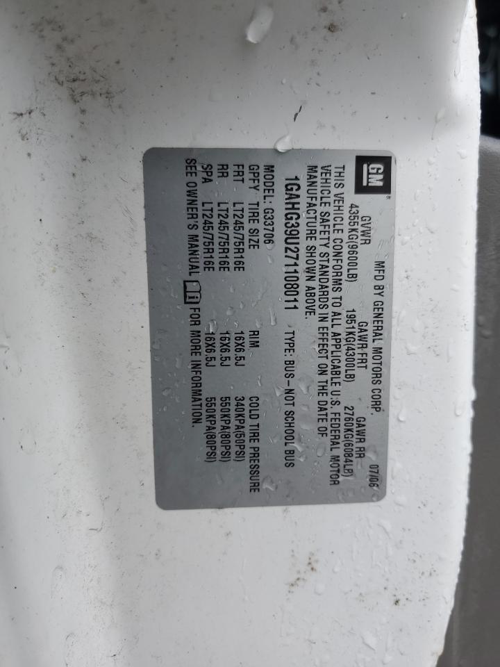 2007 Chevrolet Express G3500 VIN: 1GAHG39U271108011 Lot: 82668455