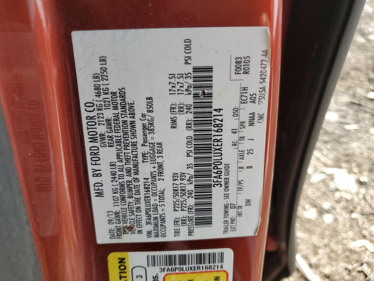 2014 Ford Fusion Se Hybrid VIN: 3FA6P0LUXER168214 Lot: 82781925