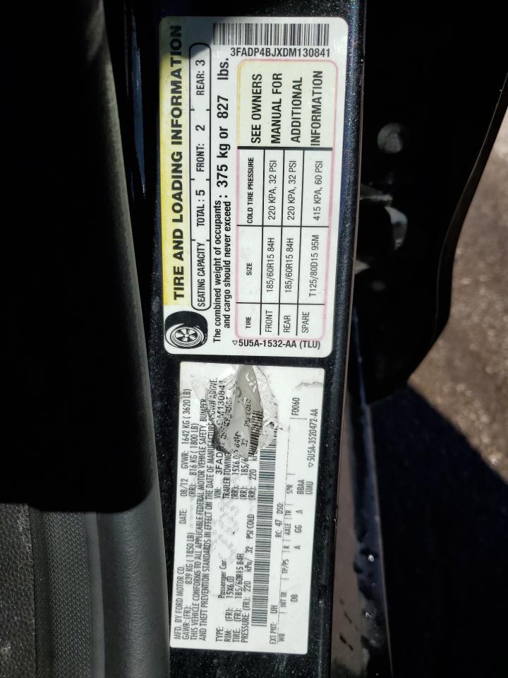 2013 Ford Fiesta Se VIN: 3FADP4BJXDM130841 Lot: 86093015