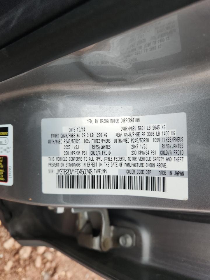 2015 Mazda Cx-9 Grand Touring VIN: JM3TB2DV1F0450748 Lot: 86441055