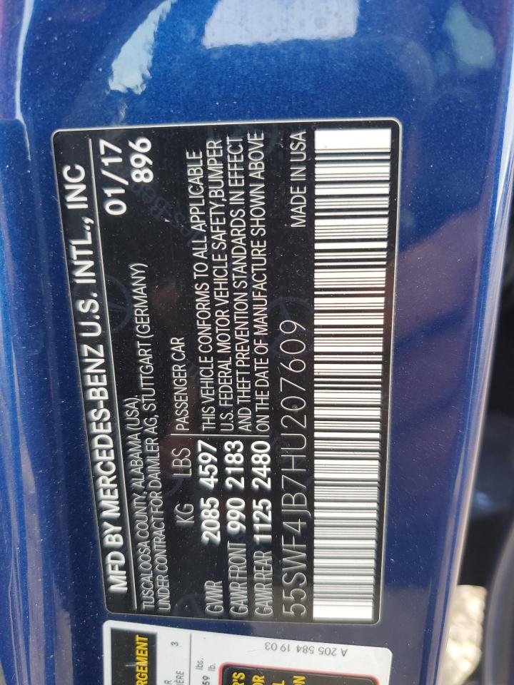 2017 Mercedes-Benz C 300 VIN: 55SWF4JB7HU207609 Lot: 90226975