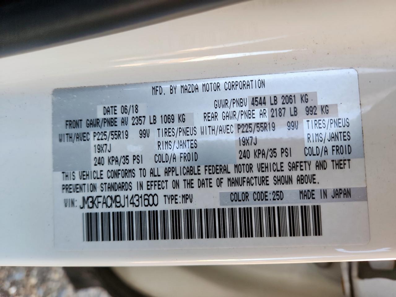 2018 Mazda Cx-5 Touring VIN: JM3KFACM9J1431600 Lot: 89726165