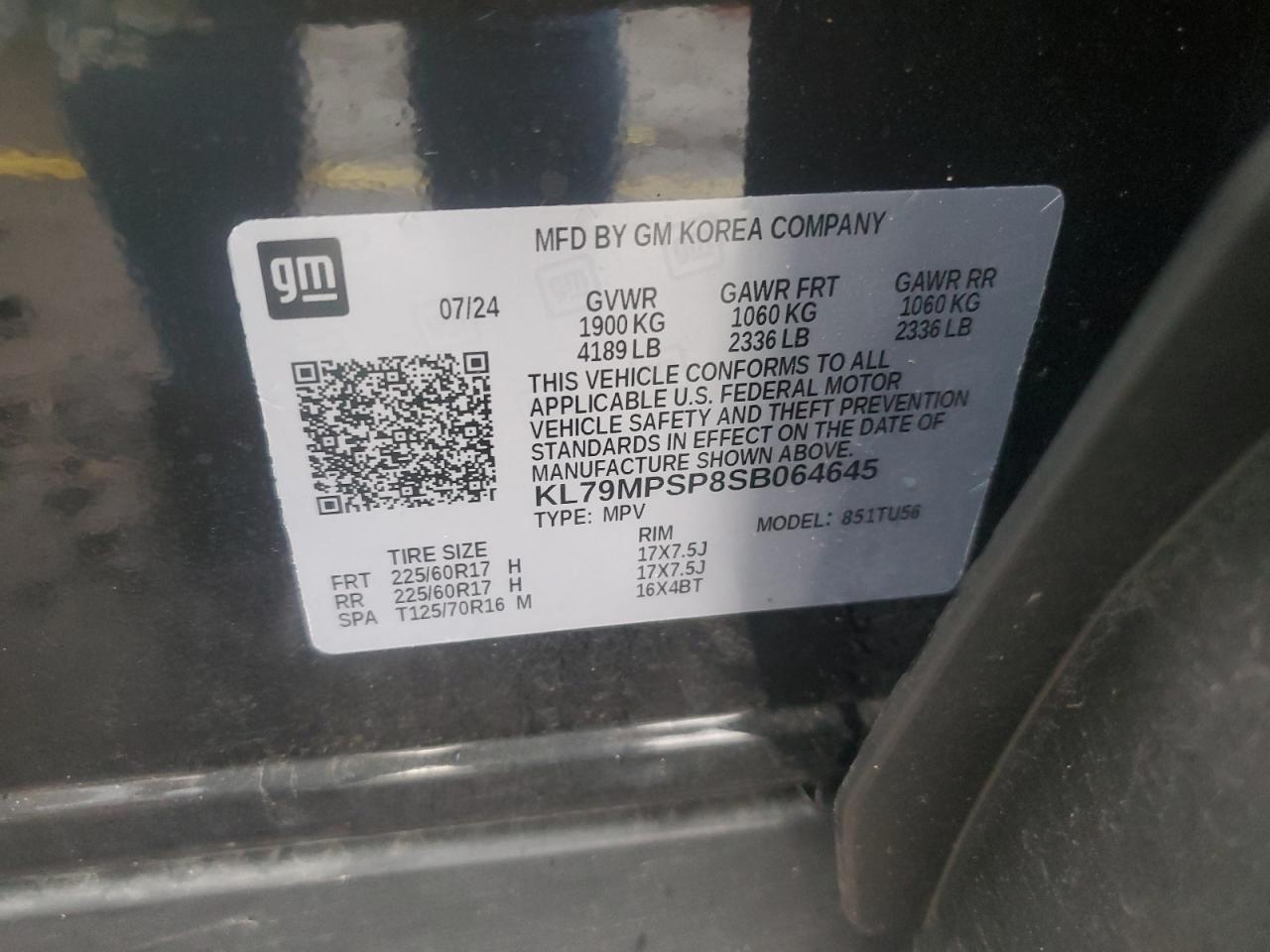 2025 Chevrolet Trailblazer Lt VIN: KL79MPSP8SB064645 Lot: 85574985