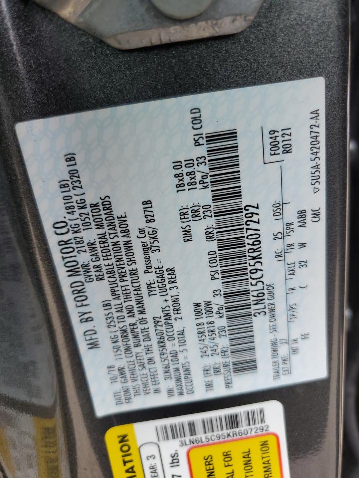 2019 Lincoln Mkz Reserve I VIN: 3LN6L5C95KR607292 Lot: 85699015