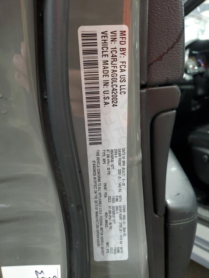 2020 Jeep Grand Cherokee Laredo VIN: 1C4RJFAG0LC420024 Lot: 84471005