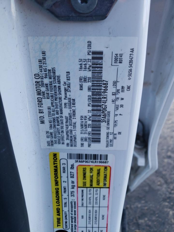 2020 Ford Fusion S VIN: 3FA6P0G74LR196687 Lot: 90643545