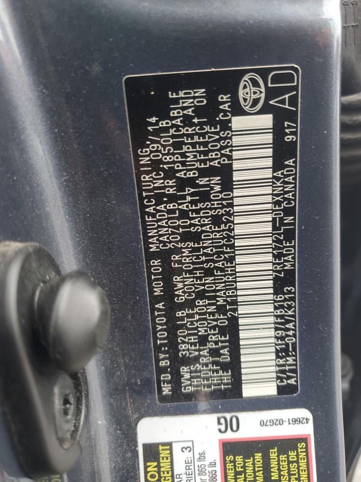 2015 Toyota Corolla L VIN: 2T1BURHE1FC252310 Lot: 84869415