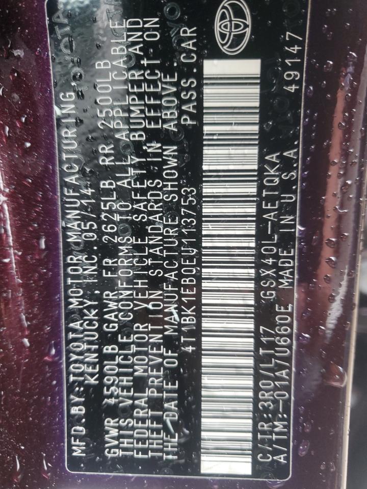 2014 Toyota Avalon Base VIN: 4T1BK1EB0EU113753 Lot: 87471445