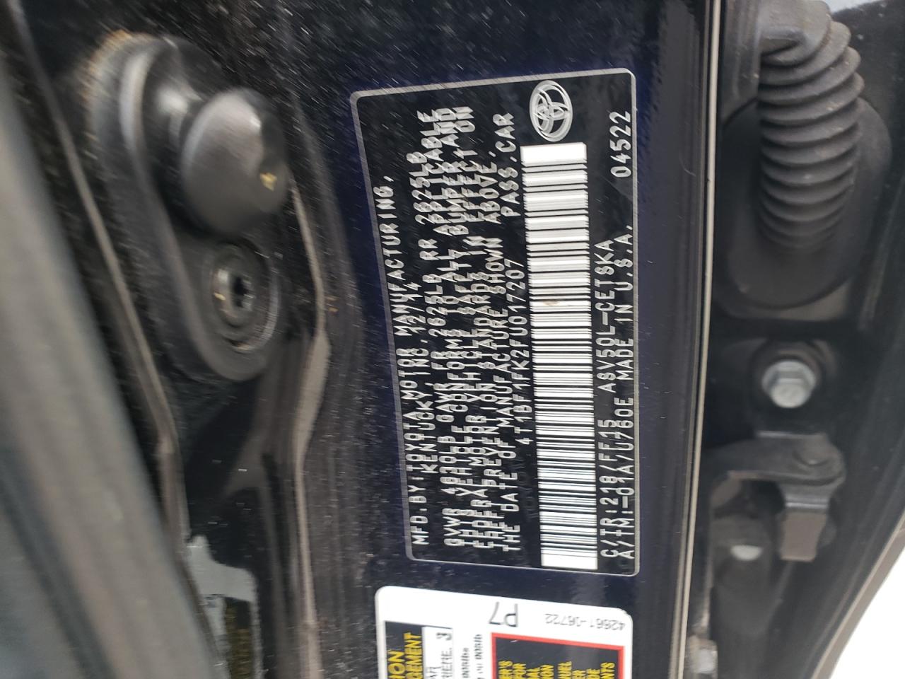 2015 Toyota Camry Le VIN: 4T1BF1FK2FU017207 Lot: 90299355