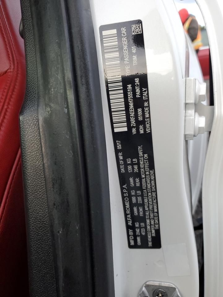 2017 Alfa Romeo Giulia Ti Q4 VIN: ZARFAEEN4H7555194 Lot: 90872085