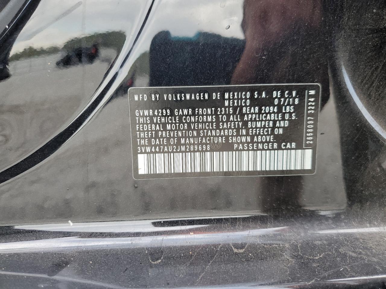 2018 Volkswagen Gti S/Se VIN: 3VW447AU2JM289698 Lot: 85644695