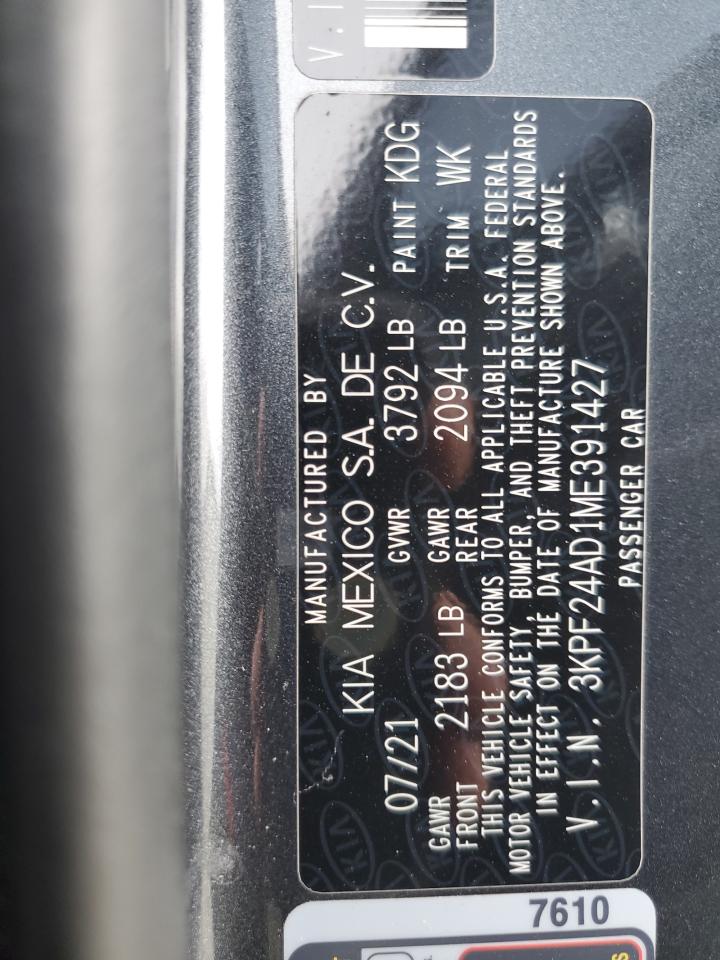 2021 Kia Forte Fe VIN: 3KPF24AD1ME391427 Lot: 86504235