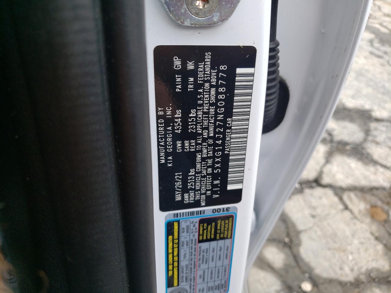 2022 Kia K5 Lxs VIN: 5XXG14J27NG088778 Lot: 86244665