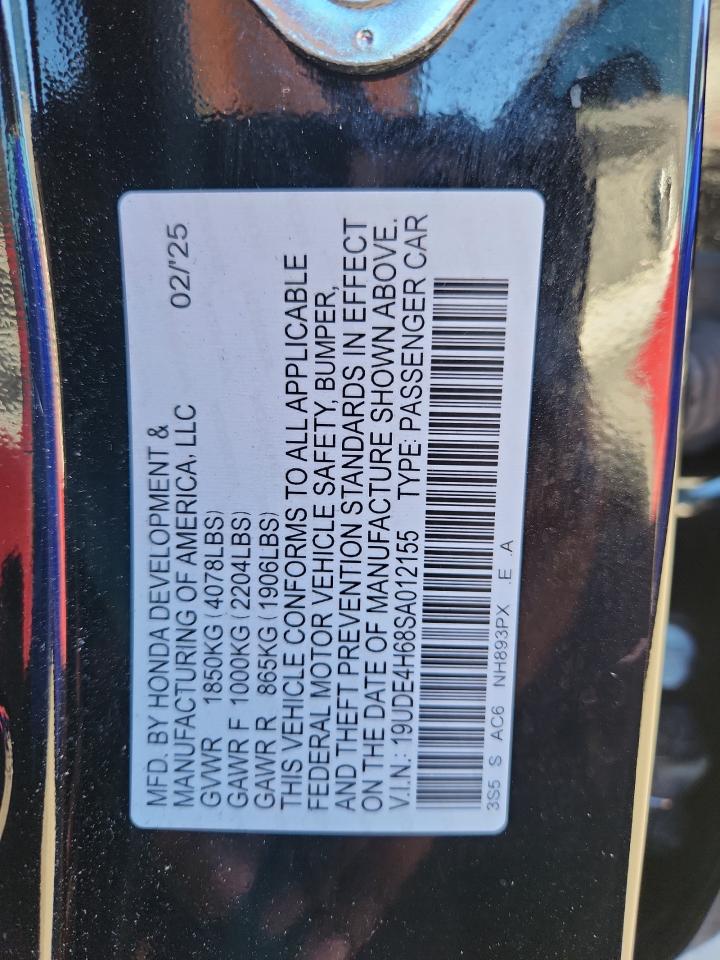 2025 Acura Integra A-Spec Tech VIN: 19UDE4H68SA012155 Lot: 87001825