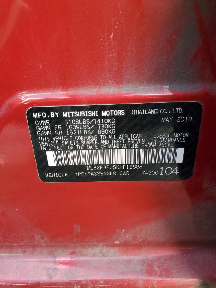 2019 Mitsubishi Mirage G4 Es VIN: ML32F3FJ5KHF16888 Lot: 86243005