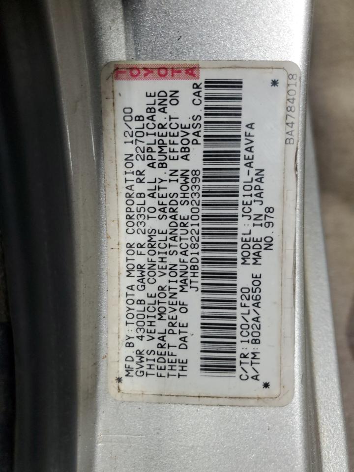 2001 Lexus Is 300 VIN: JTHBD182210023398 Lot: 87309555