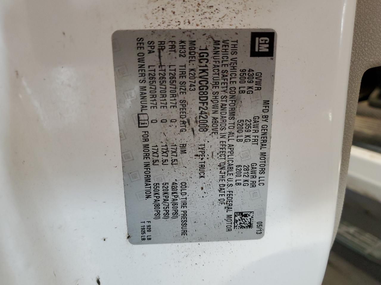 2013 Chevrolet Silverado K2500 Heavy Duty VIN: 1GC1KVCG8DF242008 Lot: 83922505