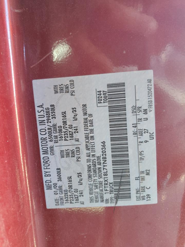 2000 Ford F150 VIN: 1FTRX18L7YNB20366 Lot: 90349475