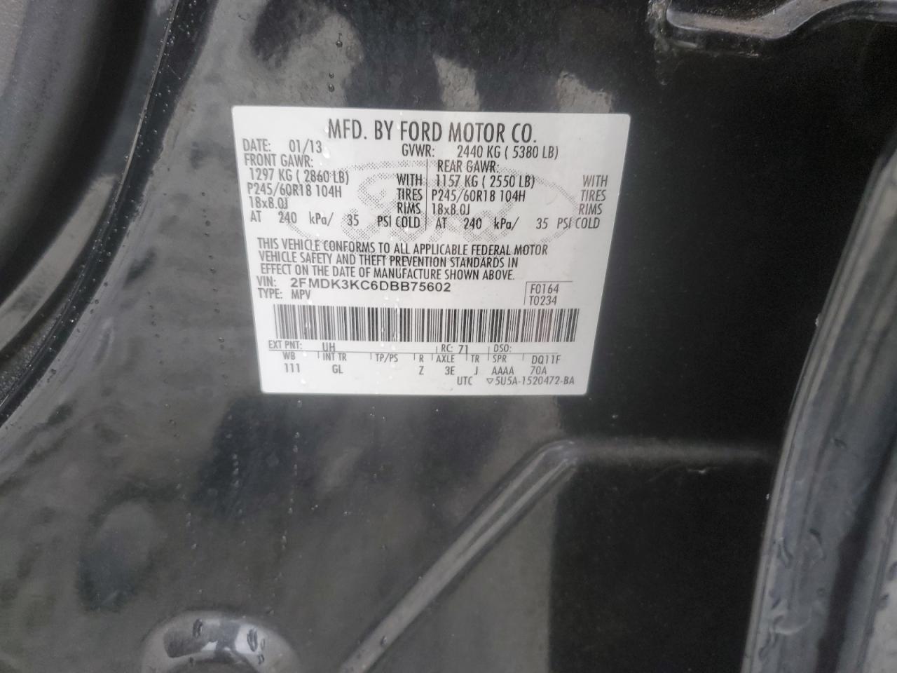 2013 Ford Edge Limited VIN: 2FMDK3KC6DBB75602 Lot: 85539455