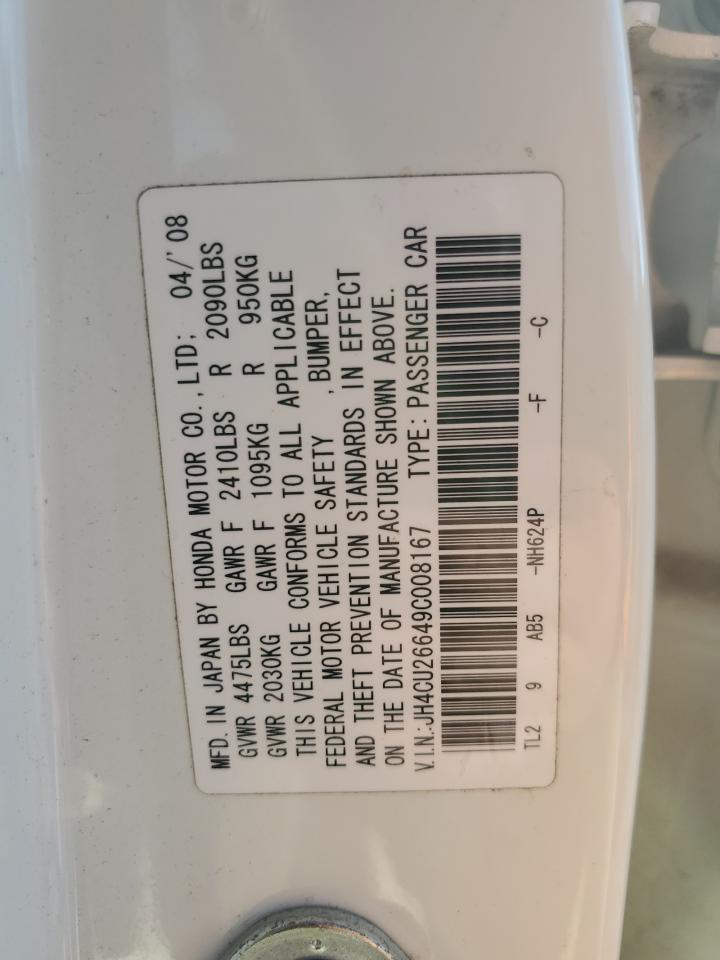 2009 Acura Tsx VIN: JH4CU26649C008167 Lot: 90324465