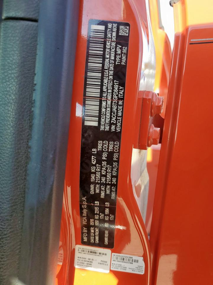 2016 Jeep Renegade Latitude VIN: ZACCJABT3GPD84917 Lot: 85712935