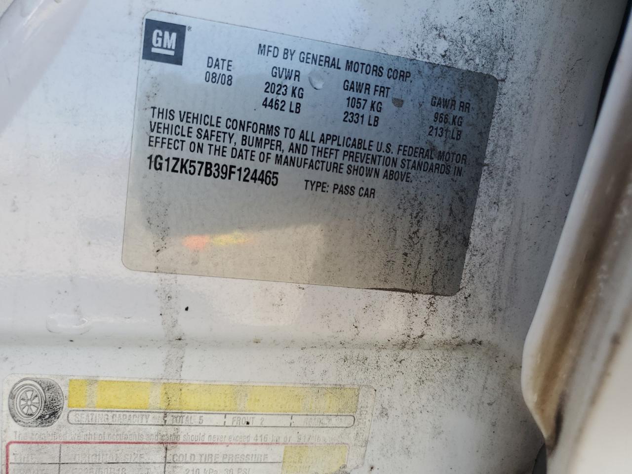 2009 Chevrolet Malibu Ltz VIN: 1G1ZK57B39F124465 Lot: 84554735