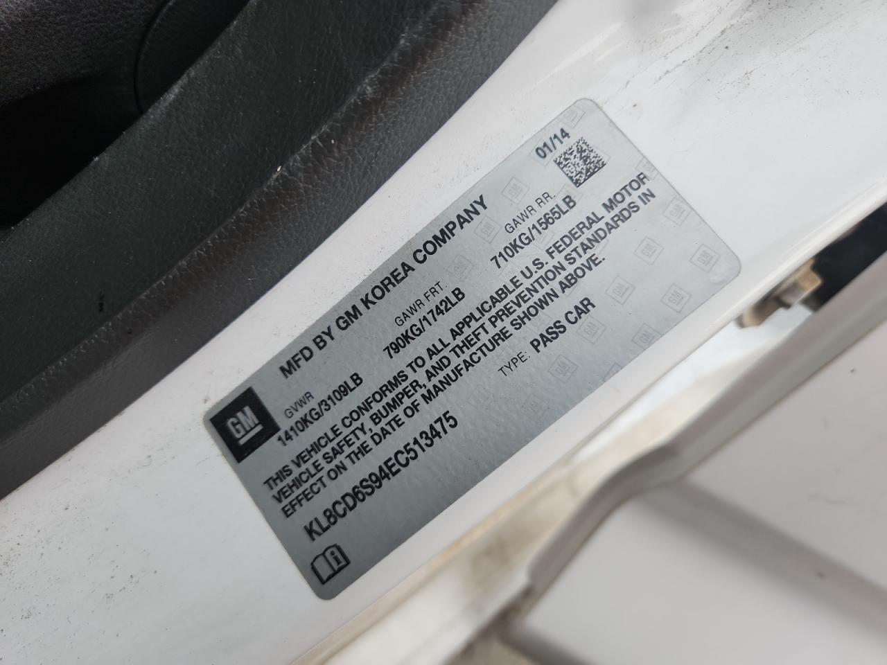 2014 Chevrolet Spark 1Lt VIN: KL8CD6S94EC513475 Lot: 82466635