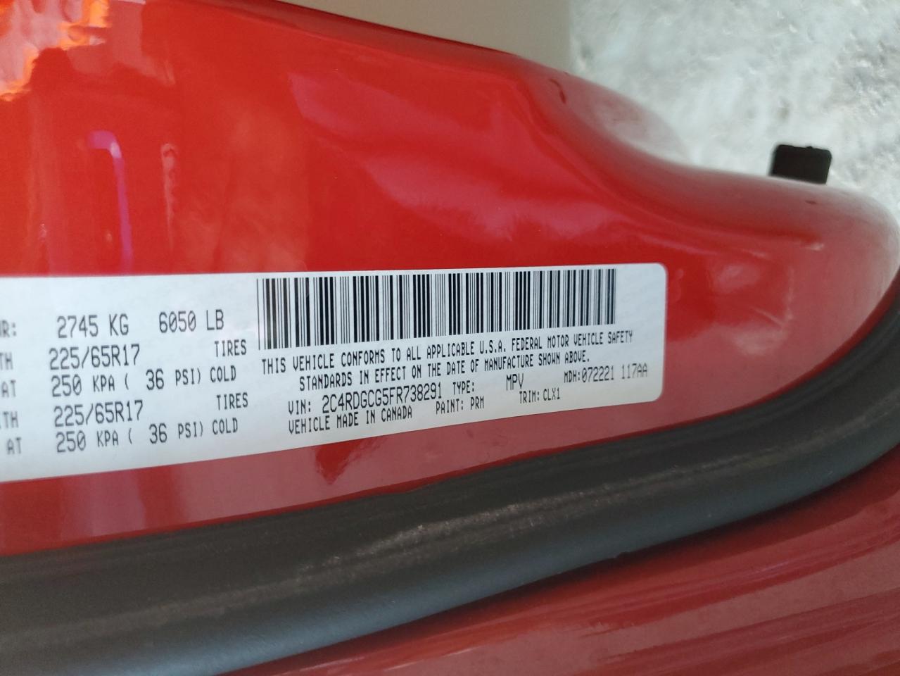 2015 Dodge Grand Caravan Sxt VIN: 2C4RDGCG5FR738291 Lot: 82215325