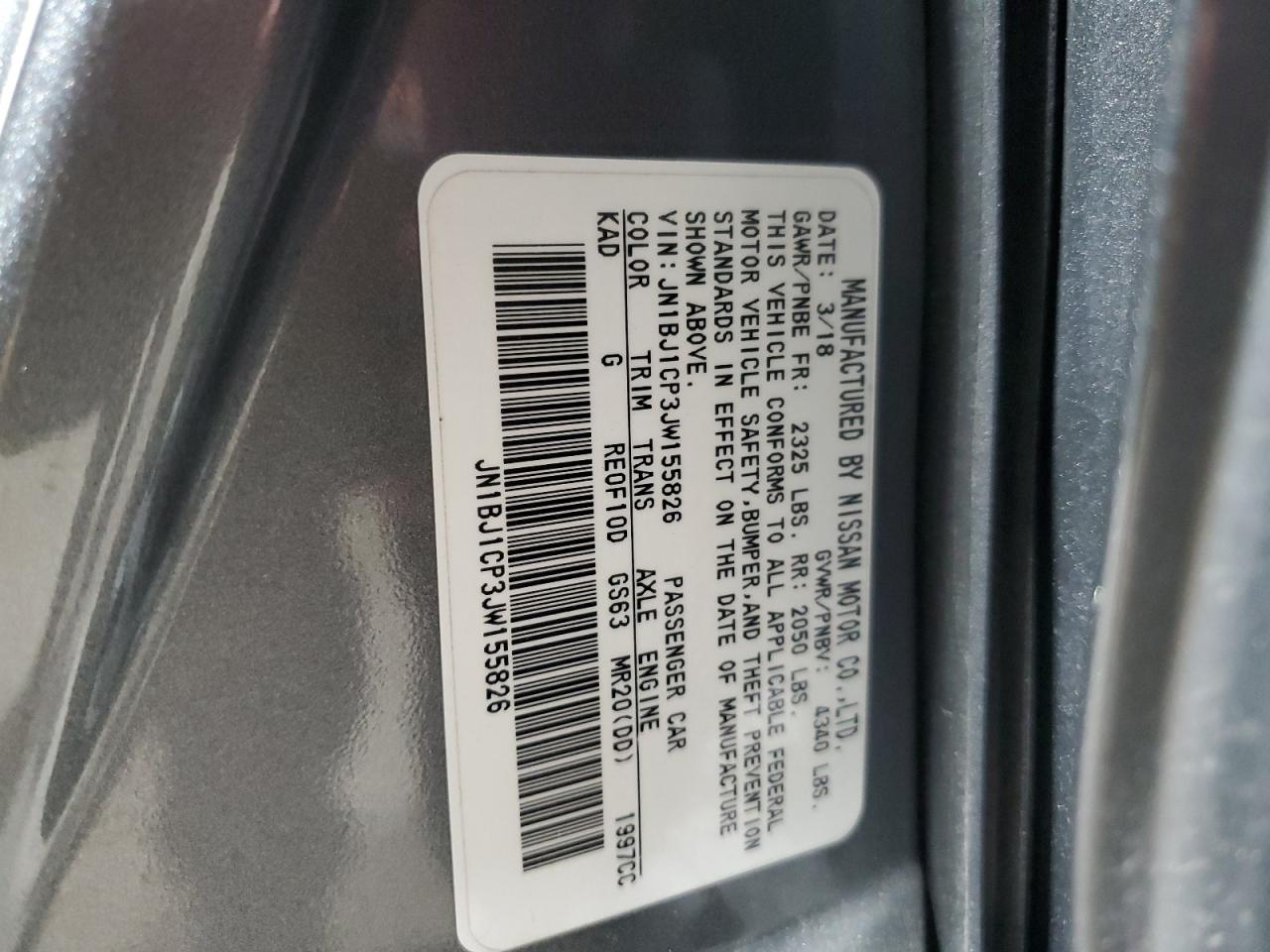 2018 Nissan Rogue Sport S VIN: JN1BJ1CP3JW155826 Lot: 86066555