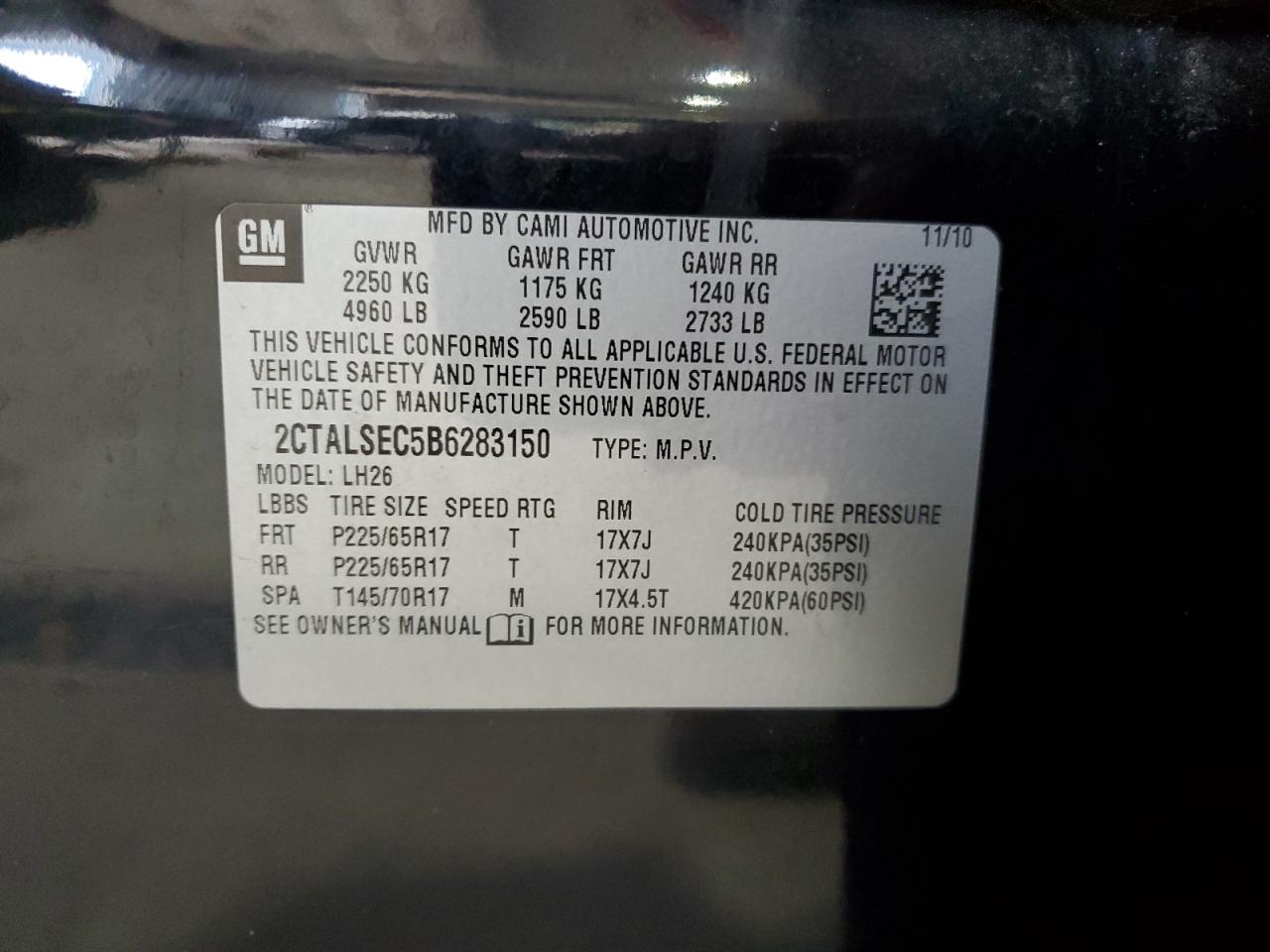 2011 GMC Terrain Sle VIN: 2CTALSEC5B6283150 Lot: 85743575