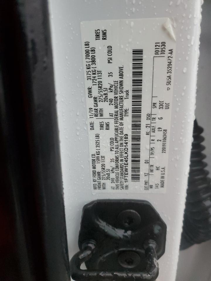 2020 Ford F150 Supercrew VIN: 1FTEW1E45LKD14189 Lot: 85582215