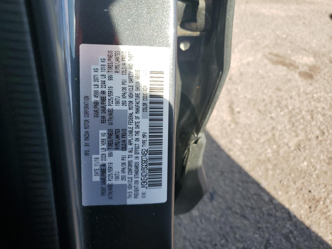 2016 Mazda Cx-5 Gt VIN: JM3KE4DY6G0907452 Lot: 85479115