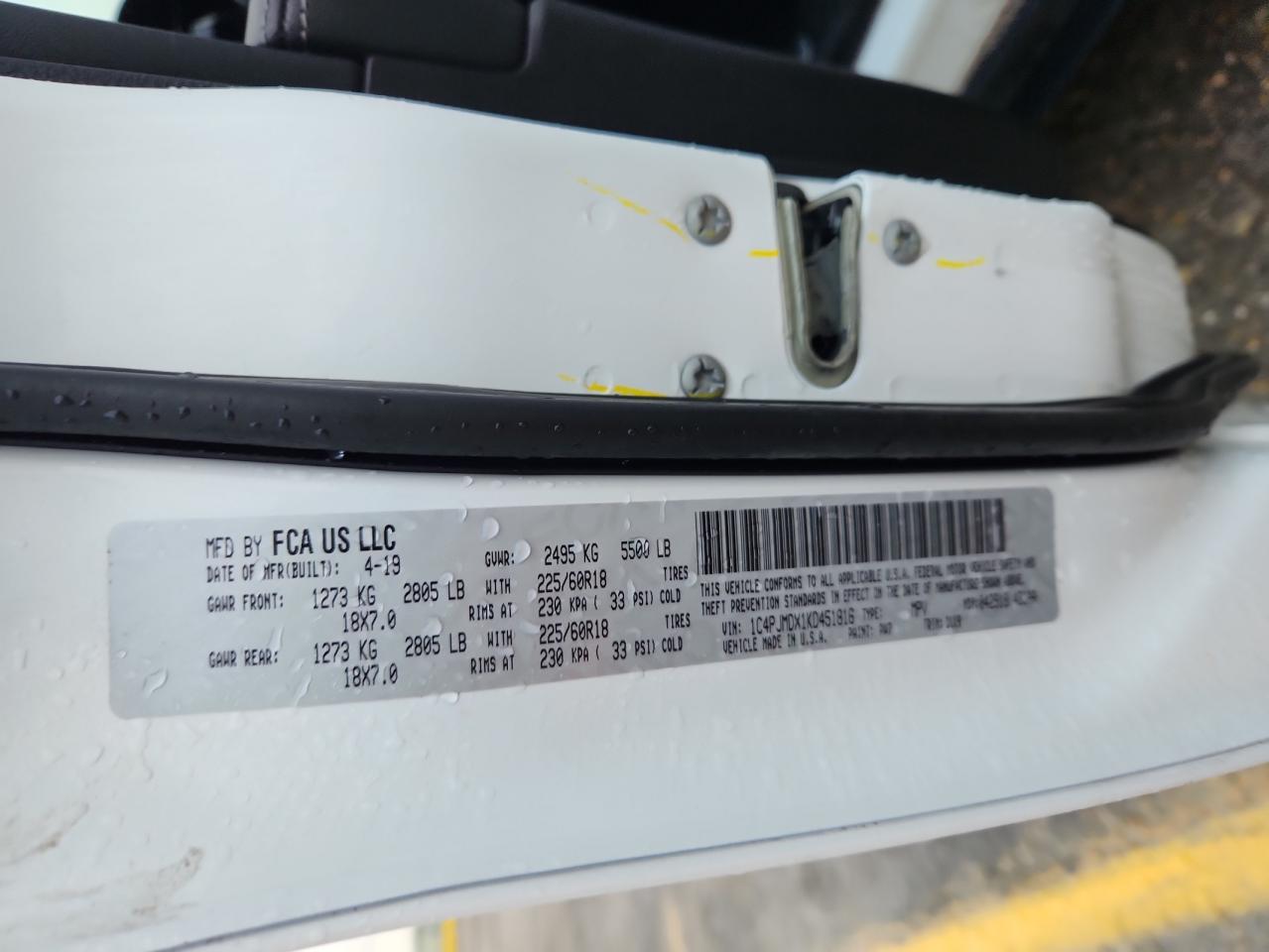 2019 Jeep Cherokee Limited VIN: 1C4PJMDX1KD451816 Lot: 85339115