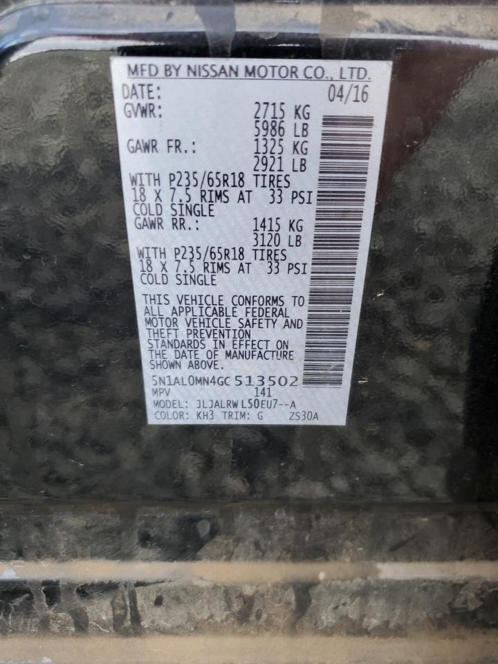 2016 Infiniti Qx60 VIN: 5N1AL0MN4GC513502 Lot: 84607385