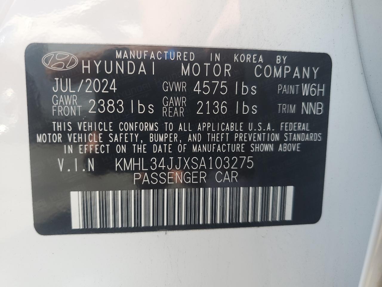 2025 Hyundai Sonata Hybrid VIN: KMHL34JJXSA103275 Lot: 85117225