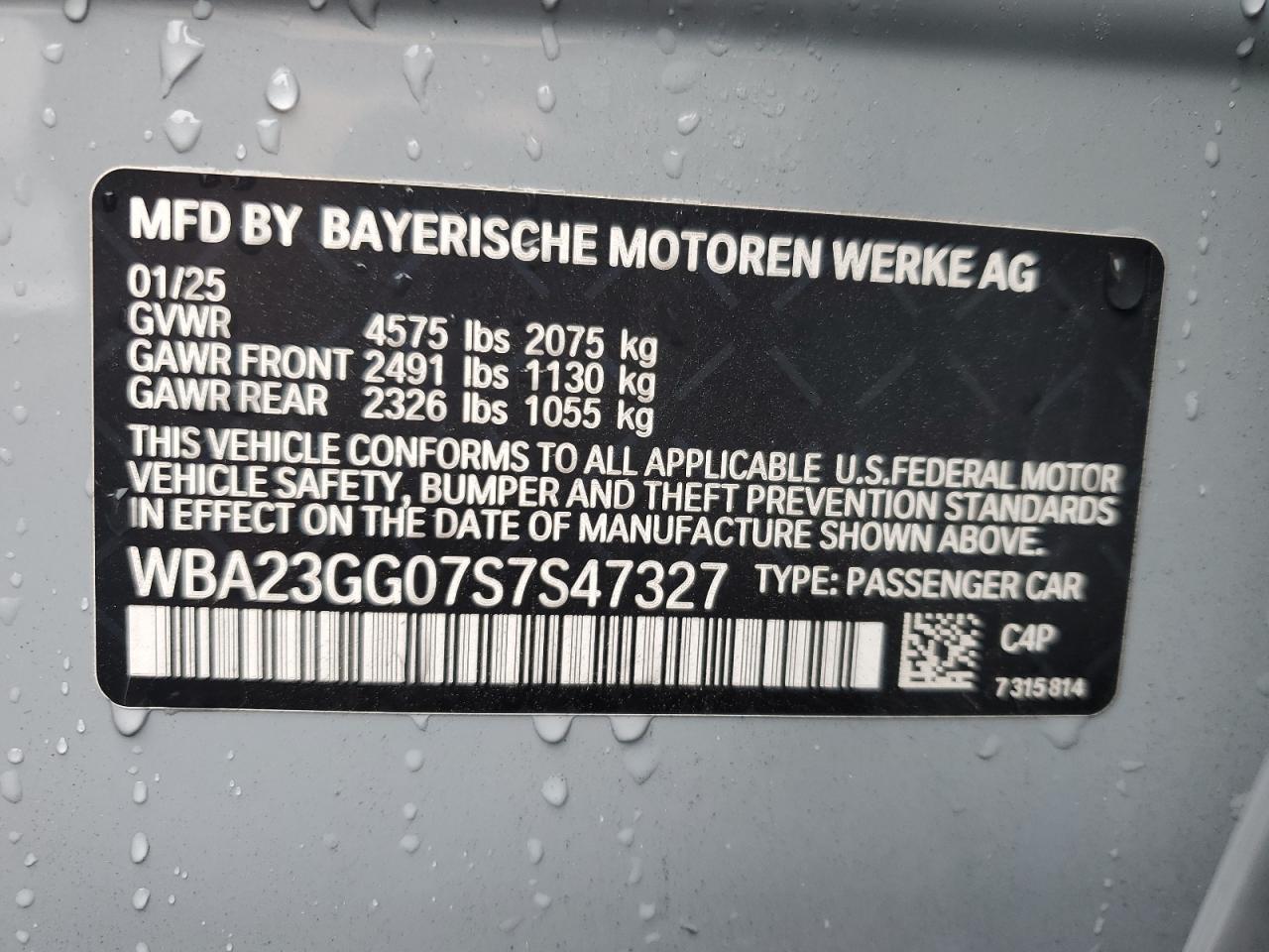 2025 BMW 228Xi VIN: WBA23GG07S7S47327 Lot: 89874665