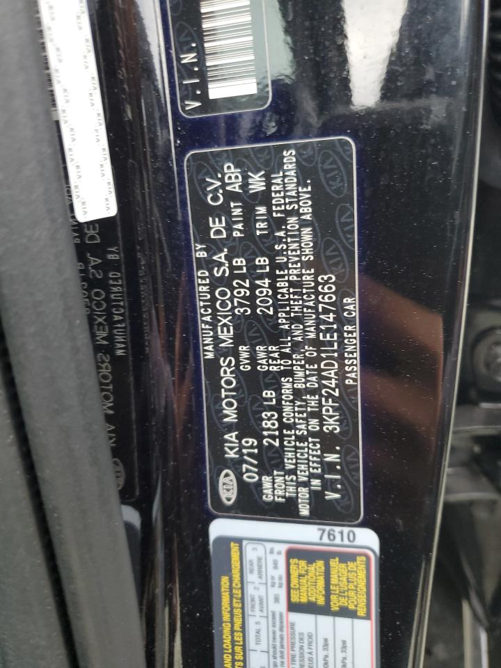 2020 Kia Forte Fe VIN: 3KPF24AD1LE147663 Lot: 86064295