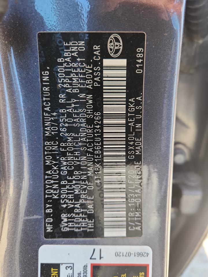 2014 Toyota Avalon Base VIN: 4T1BK1EB6EU134266 Lot: 86555095