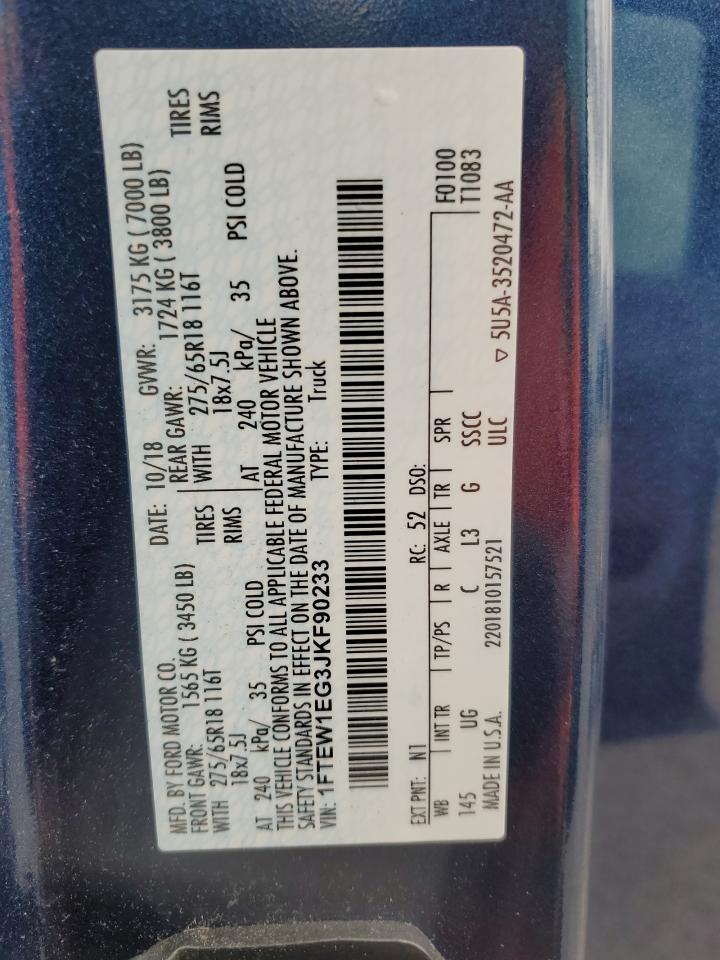 2018 Ford F150 Supercrew VIN: 1FTEW1EG3JKF90233 Lot: 86681935