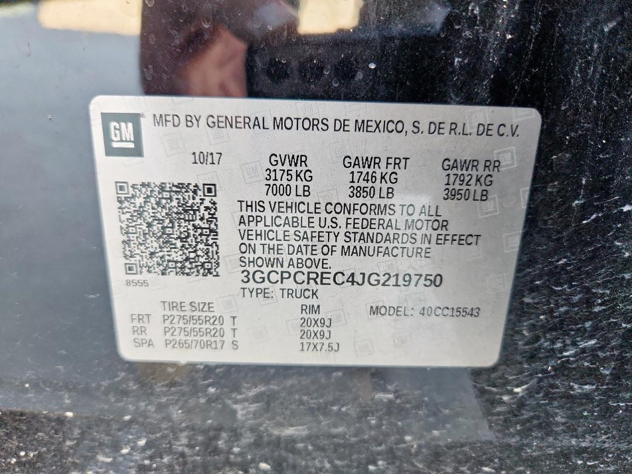 2018 Chevrolet Silverado C1500 Lt VIN: 3GCPCREC4JG219750 Lot: 85391445