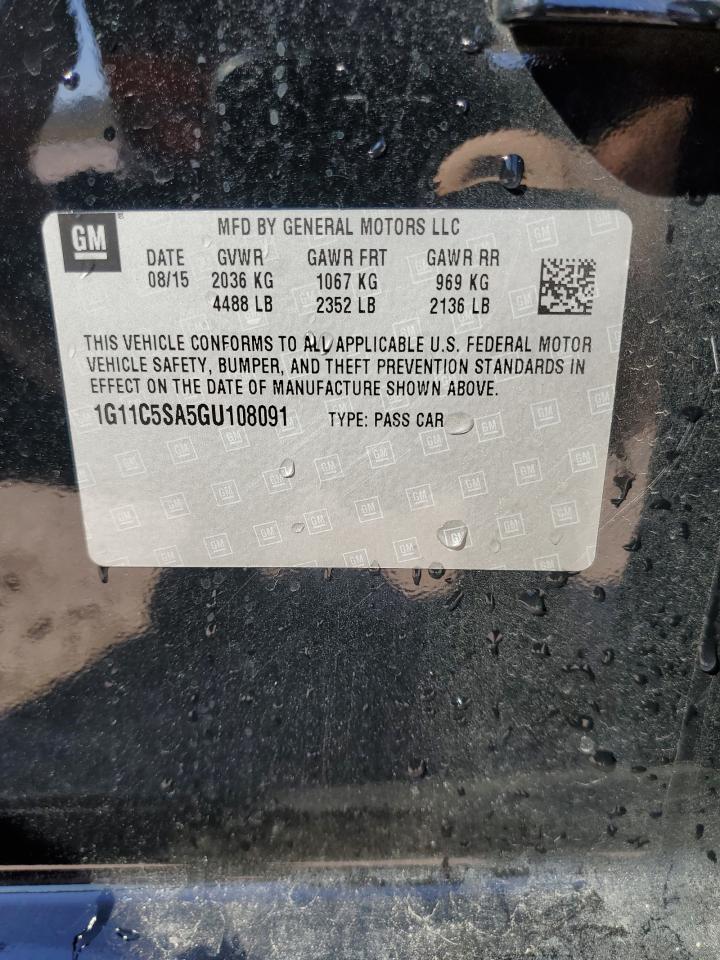 2016 Chevrolet Malibu Limited Lt VIN: 1G11C5SA5GU108091 Lot: 85719725