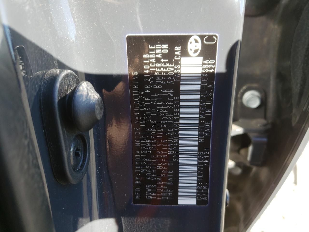 2024 Toyota Corolla Se VIN: 5YFP4MCEXRP198316 Lot: 82367535