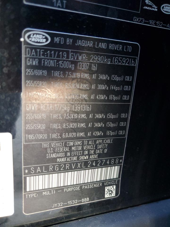 2020 Land Rover Discovery Se VIN: SALRG2RVXL2427488 Lot: 90950025