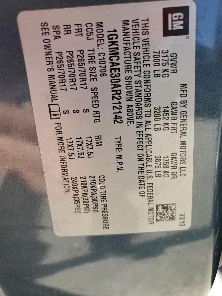 2010 GMC Yukon Sle VIN: 1GKMCAE30AR212142 Lot: 85574725