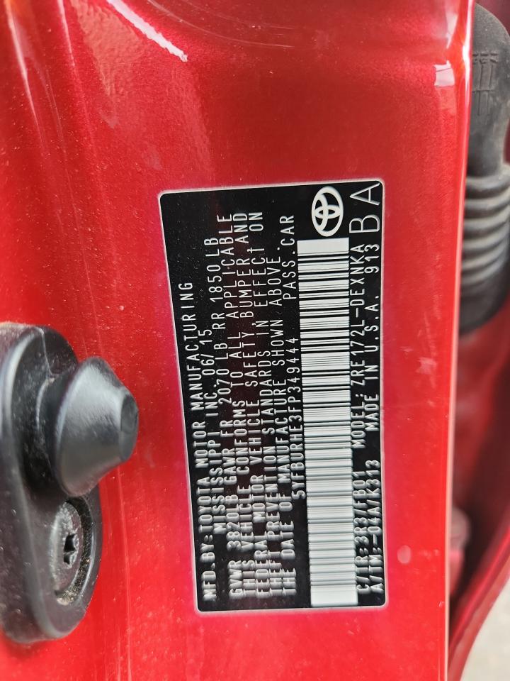 2015 Toyota Corolla L VIN: 5YFBURHE3FP349444 Lot: 82448655